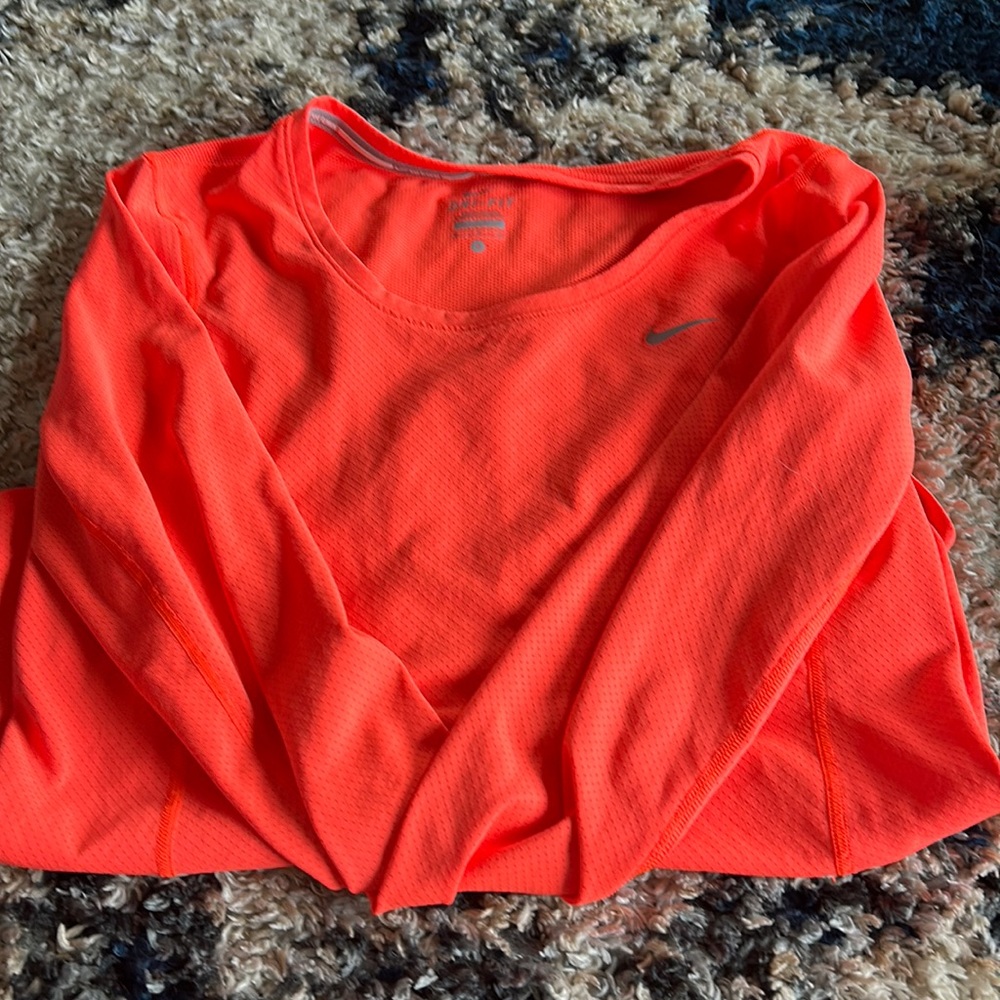 Pinkish Red Nike Dri-Fit Long Sleeve Running Top